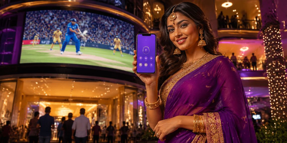 Night market in India with cricket betting